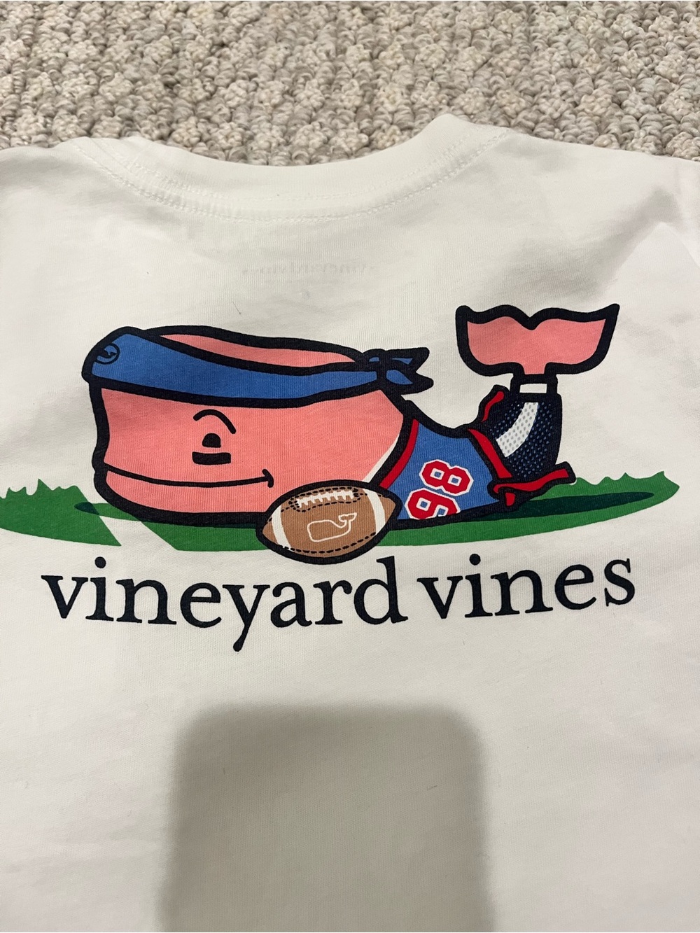 Vineyard Vines Boys Size 6 Football Whale Pocket T-Shirt White